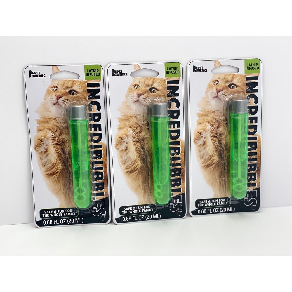 Pet Qwerks Incredibubbles Catnip Infused Cat Bubbles 3 Pack 0.68oz Non-Toxic Toy